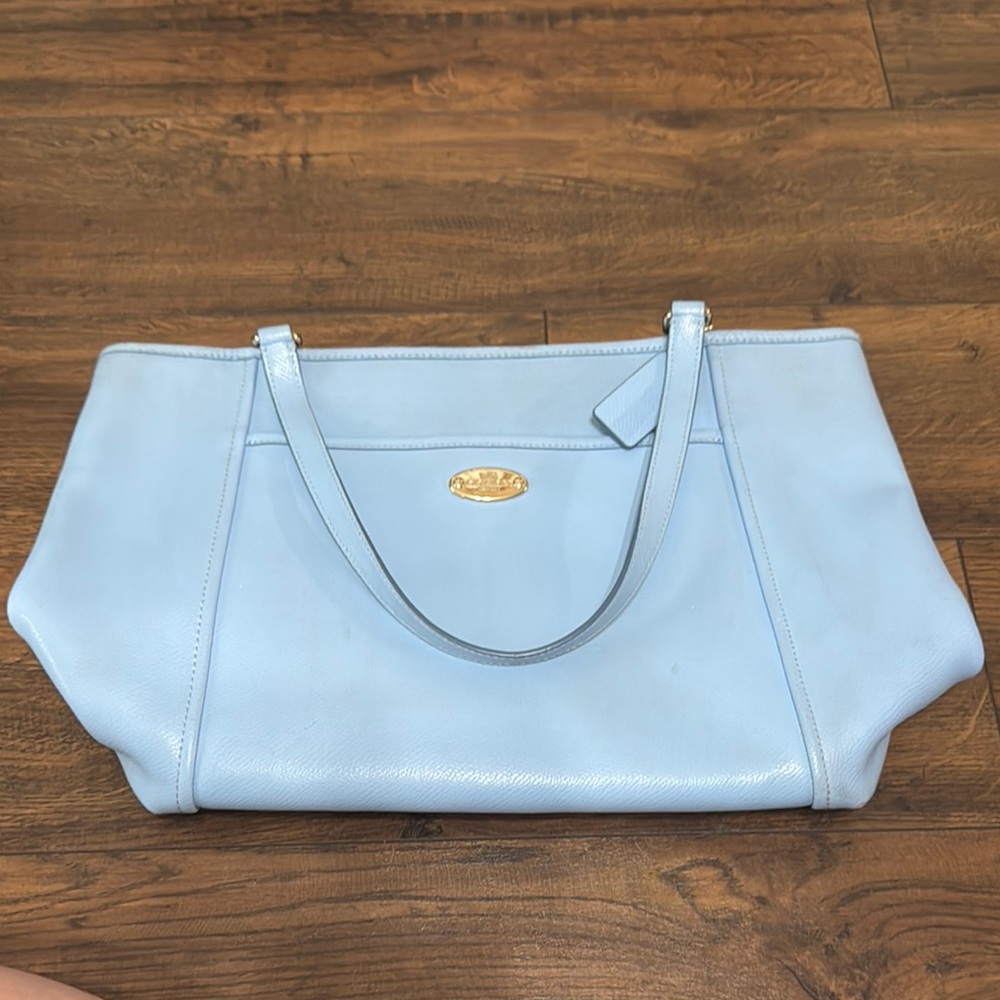 Coach Blue Tote Bag with Gold Hardware